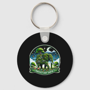 Earth Day Grönt Shirt Spara vår planet Elephants L Nyckelring