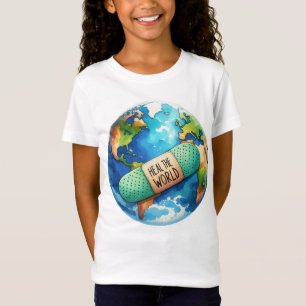 Earth Day Heal the World Globe Blue Grönt T Shirt
