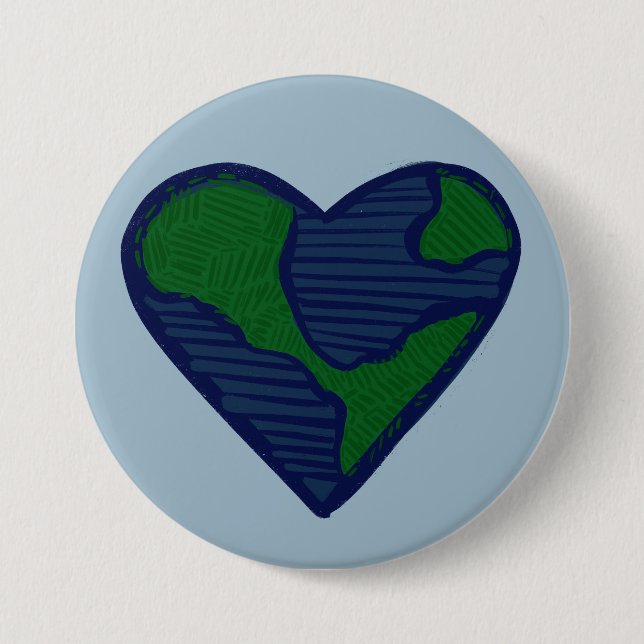 Earth Day Heart Earthy Kärlek Knapp (Framsida)