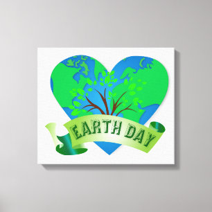 Earth Day Heart Nature Plants Träd Ocean Canvastryck