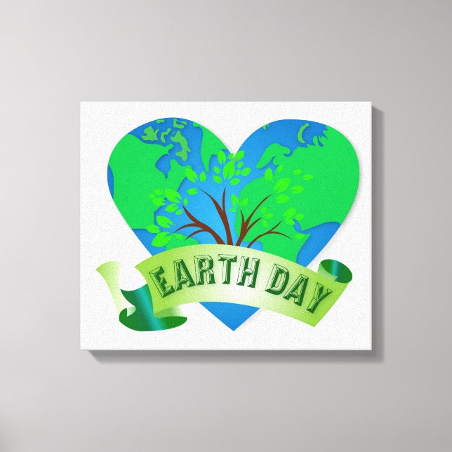 Earth Day Heart Nature Plants Träd Ocean Canvastryck (Framsida)