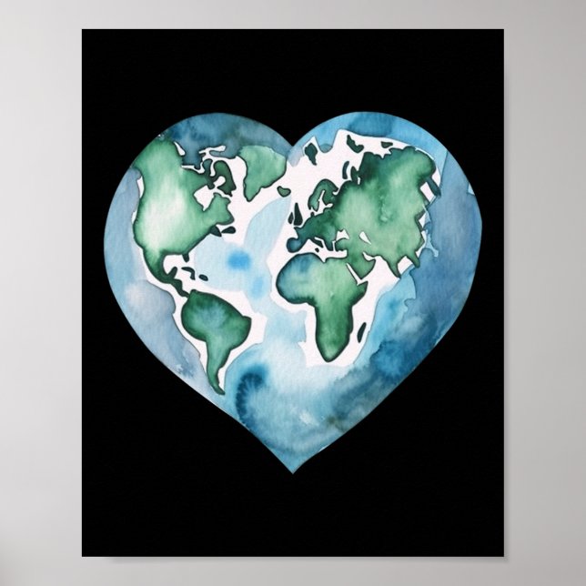 Earth Day Heart Planet Cute Earth Day Adu För barn Poster (Framsidan)