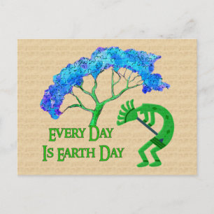 Earth Day Kokopelli Vykort