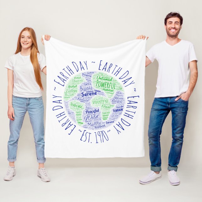 Earth Day Ord Art Fleecefilt (På plats)