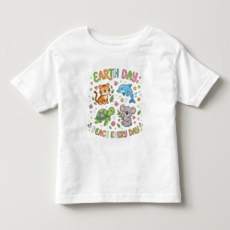 Earth Day Peace Every Day Cute Kawaii Animals Kids T Shirt