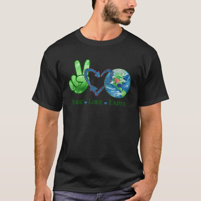 Earth Day Peace Love Earth World Peace T Shirt (Framsida)