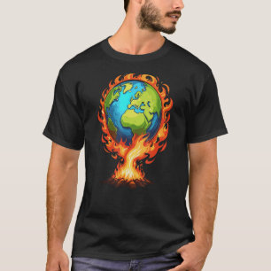 Earth Day Planet Science Burning Earth CO2 Environ T Shirt