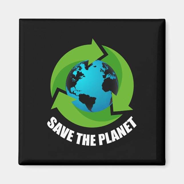 Earth Day Räddar planetet Behålla IT Grönt Lycklig Magnet (Framsidan)