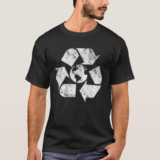 Earth Day Recycle Symbol Environmental Awareness M T Shirt (Framsida)