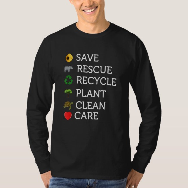 Earth Day Save rescue Plant Clean Care Turtle Anim T Shirt (Framsida)