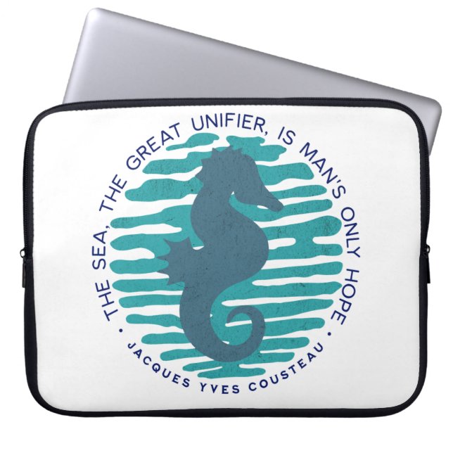 Earth Day, Seahorse and Waves, Clean The Ocean Laptop Fodral (Framsidan)