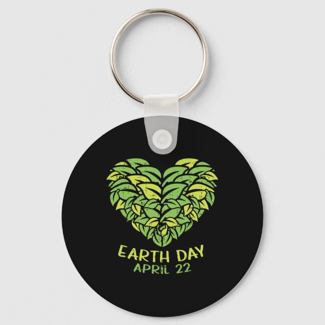 Earth Day Shirt Pro Environment Heart Plant Löv A Nyckelring (Framsida)