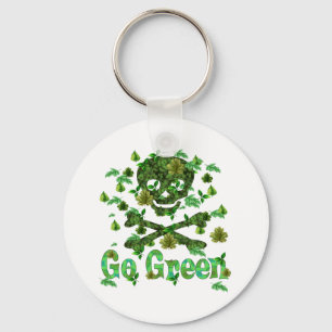 Earth Day Skull Nyckelring