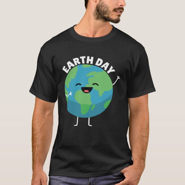 Earth Day Smiling Planet  Mother Earth Nature T Shirt (Framsida)