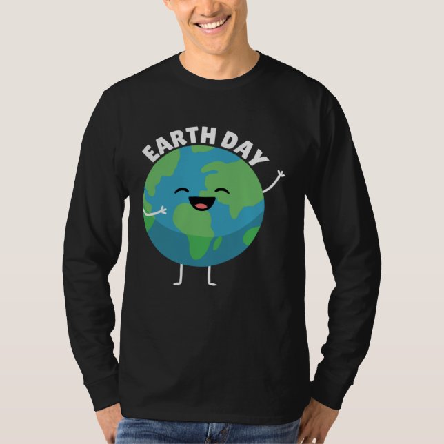 Earth Day Smiling Planet  Mother Earth Nature T Shirt (Framsida)