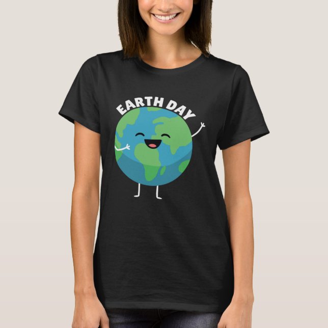 Earth Day Smiling Planet  Mother Earth Nature T Shirt (Framsida)