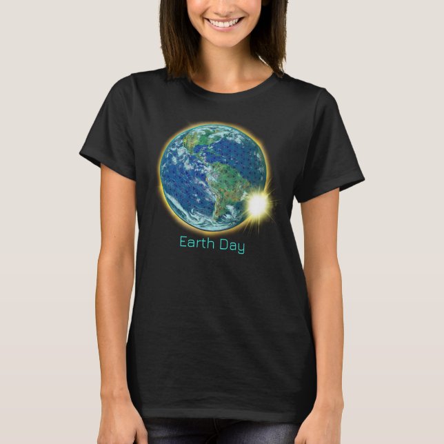 Earth Day Solar Eclipse 2024 helig-geometri T Shirt (Framsida)