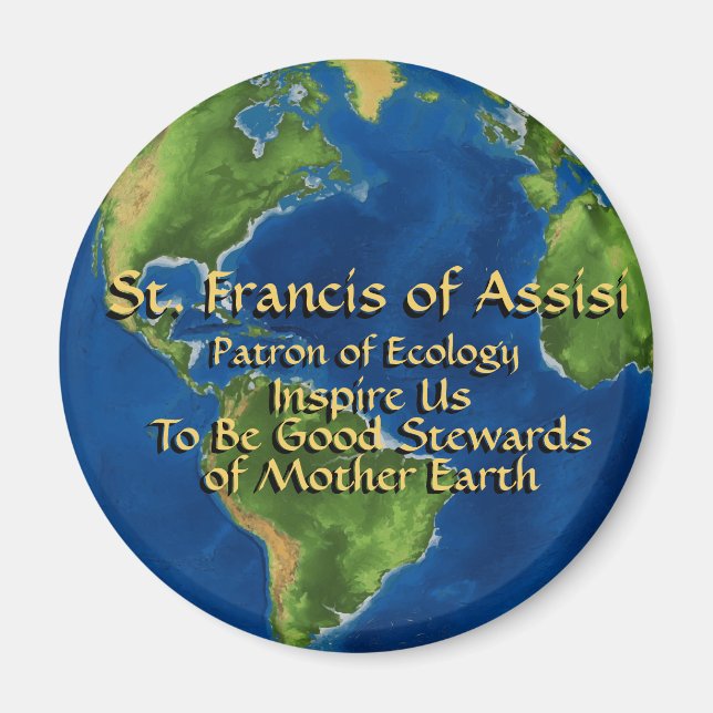 Earth Day & St Francis of Assisi Button Magnet (Framsidan)