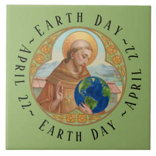 Earth Day & St Francis of Assisi Ceramic Tile Kakelplatta