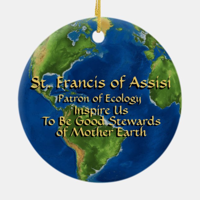 Earth Day & St Francis of Assisi Julgransprydnad Keramik (Baksidan)