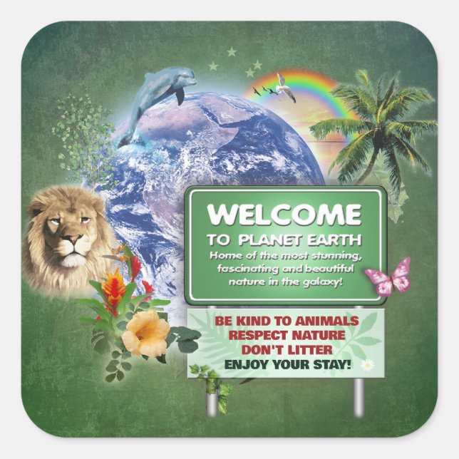 Earth Day Sticker Fyrkantigt Klistermärke (Framsida)