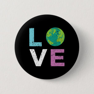 Earth Day T Shirt Kärlek och Earth Vintage Stil Knapp