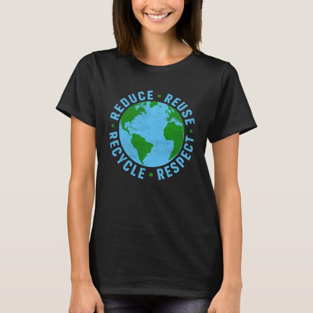 Earth Day Teacher Environment Reduce Reuse Recycle T Shirt (Framsida)