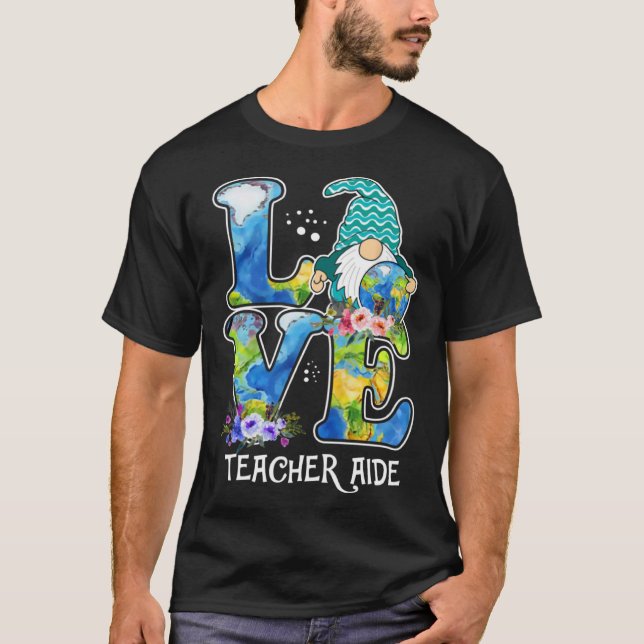 Earth Day Teacher Gnome Teacher Aide T Shirt (Framsida)