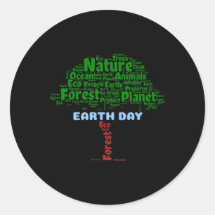 Earth Day Träd Natur Återvinna Planet Go Green Eco Runt Klistermärke