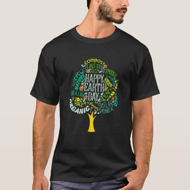 Earth Day Tree Save Earth Inspiration T Shirt (Framsida)
