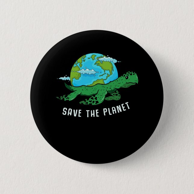 Earth Day Turtle Älskare Ocean Spara Återvinna Pla Knapp (Framsida)