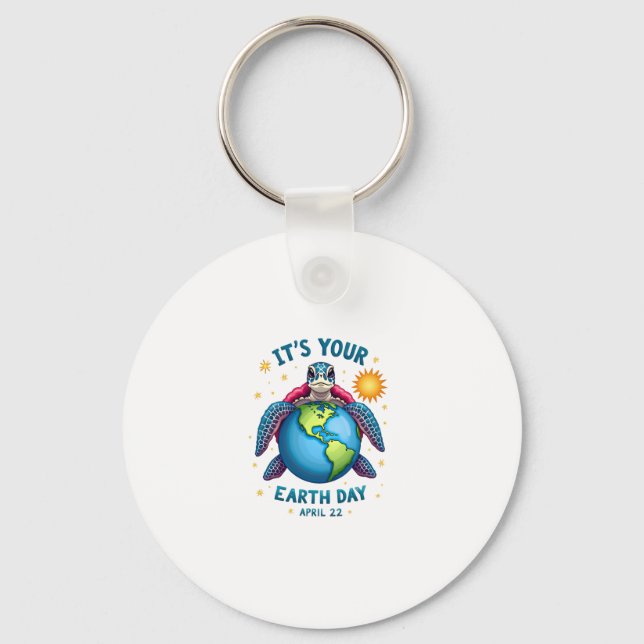 Earth Day Turtle Design April 22 For Nature Lovers Nyckelring (Framsida)