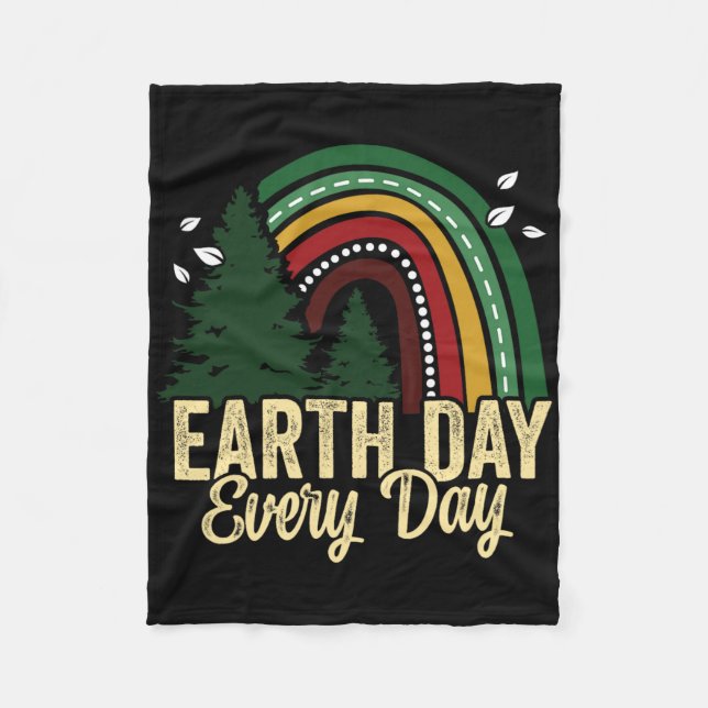 Earth Day Varje dag Awareness Planet Animal Manar  Fleecefilt (Framsidan)
