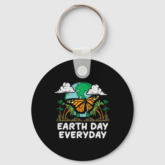 Earth Day Varje dag Butterfly Cute Environment Man Nyckelring (Framsida)