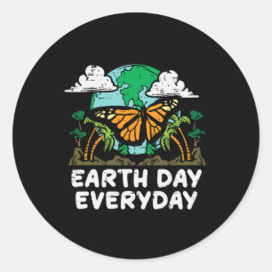 Earth Day Varje dag Butterfly Cute Environment Man Runt Klistermärke