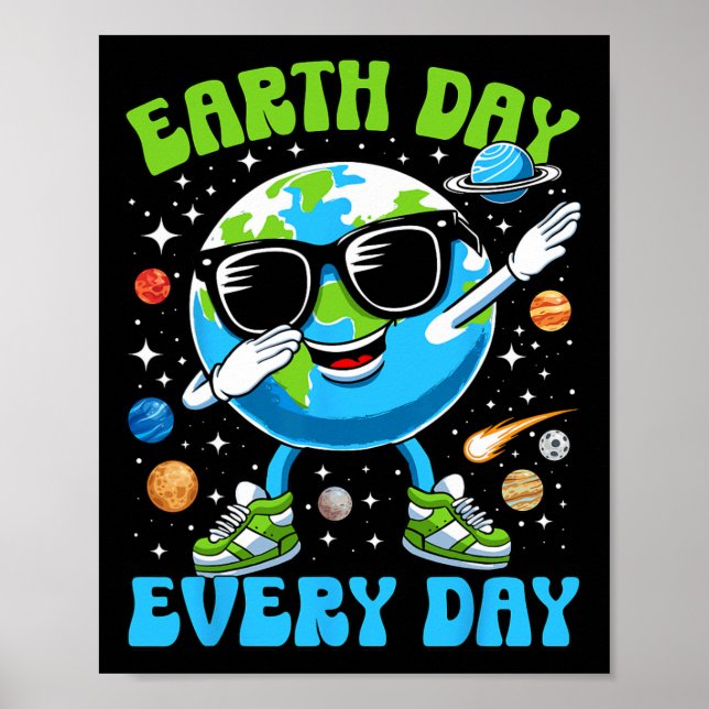 Earth Day Varje dag, daglig Dabbing Earth Boys Kid Poster (Framsidan)
