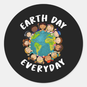 Earth Day Varje dag Shirt Kids Girl Småbarn Cute E Runt Klistermärke