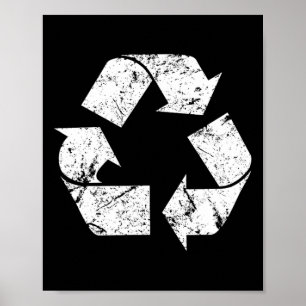 Earth Day Vintage White Återvinna Symbol Poster