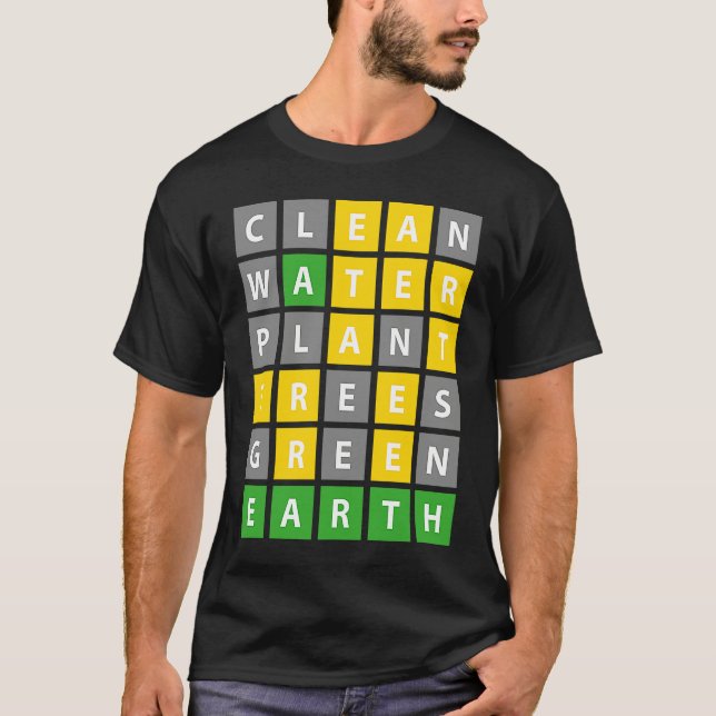 Earth Day Word Game Clean Water Plant Trees Enviro T Shirt (Framsida)