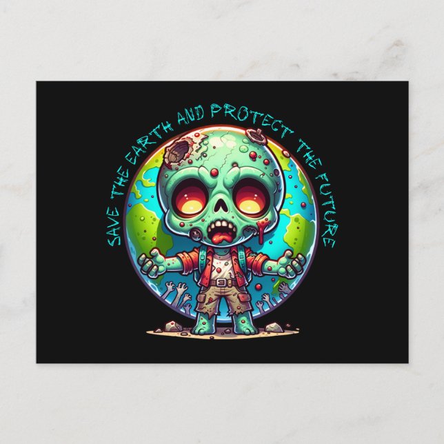 Earth Day Zombie Vykort (Framsida)