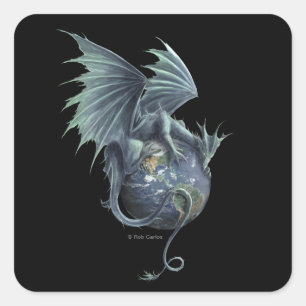 Earth Dragon Sticker Fyrkantigt Klistermärke