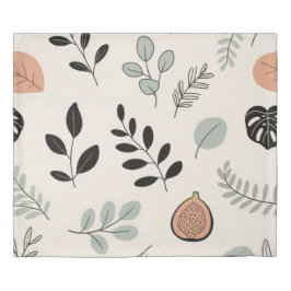 Earth & Ease – Line Art Leaves Duvet Cover