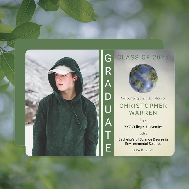 Earth Environmental Science Student Studenten A Meddelande (Earth Environmental Science Graduate Graduation Announcement -- Print and/or Download)