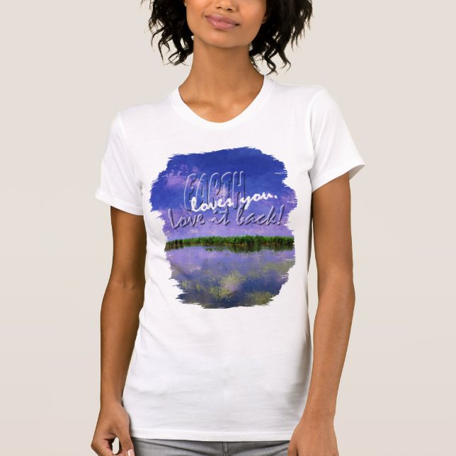 Earth Firande Blue Summer Himmel och Vatten T-Shir T Shirt (Framsida)