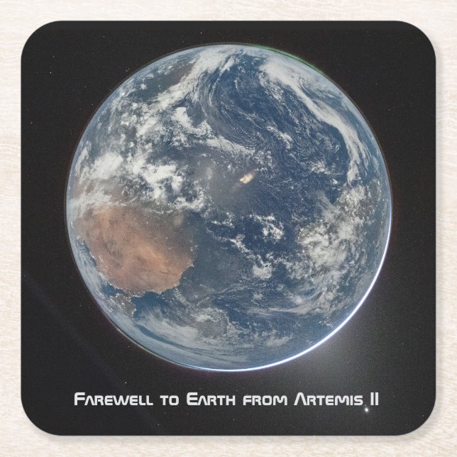 Earth From Artemis II Underlägg Papper Kvadrat (Framsidan)