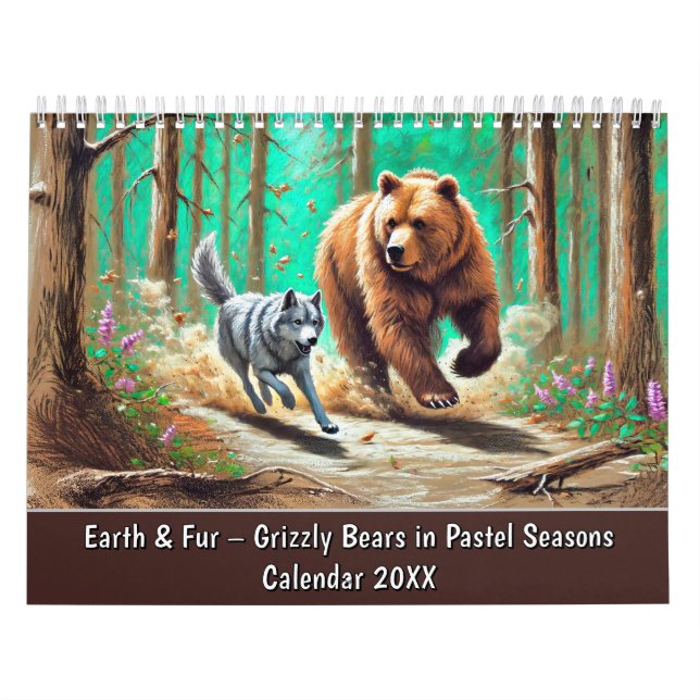 Earth & Fur – Grizzly Bears in Pastel Seasons Kalender (Omslag)