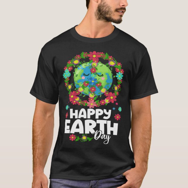 Earth Global Peace Sign Climate Change Awareness E T Shirt (Framsida)