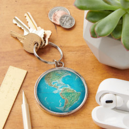 Earth Globe 1 Rund Silverfärgad Nyckelring