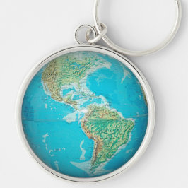 Earth Globe 1 Rund Silverfärgad Nyckelring