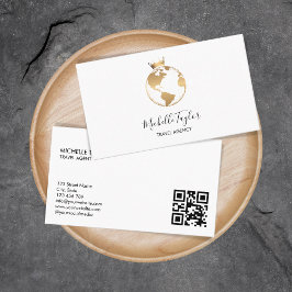 Earth Globe Ord Karta Travel Agency Agent QR-kod Visitkort